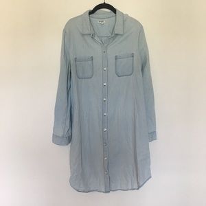 Old navy blue chambray mini dress long sleeve size large